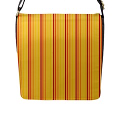 Red Orange Lines Back Yellow Flap Messenger Bag (l)  by Mariart