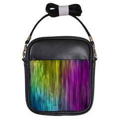 Rainbow Bubble Curtains Motion Background Space Girls Sling Bags by Mariart