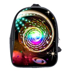 Space Star Planet Light Galaxy Moon School Bag (large) by Mariart