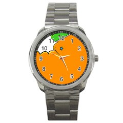 Star Line Orange Green Simple Beauty Cute Sport Metal Watch by Mariart