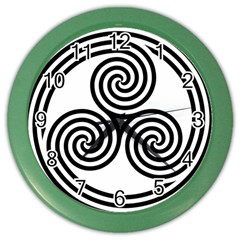 Triple Spiral Triskelion Black Color Wall Clocks by Mariart