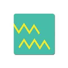Waves Chevron Wave Green Yellow Sign Square Magnet by Mariart