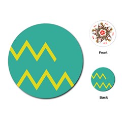 Waves Chevron Wave Green Yellow Sign Playing Cards (round)  by Mariart