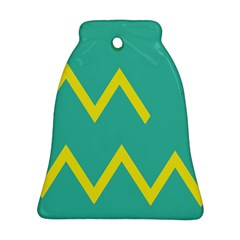 Waves Chevron Wave Green Yellow Sign Bell Ornament (two Sides)