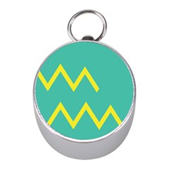 Waves Chevron Wave Green Yellow Sign Mini Silver Compasses by Mariart