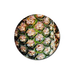 Pineapple Texture Macro Pattern Rubber Coaster (round)  by Nexatart