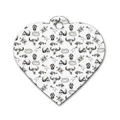 Skeleton Pattern Dog Tag Heart (two Sides) by Valentinaart
