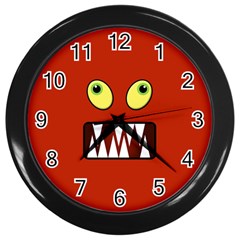 Funny Monster Face Wall Clocks (black) by linceazul