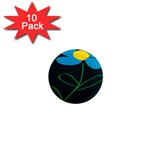 Whimsical Blue Flower Green Sexy 1  Mini Magnet (10 pack) 