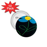 Whimsical Blue Flower Green Sexy 1.75  Buttons (10 pack)