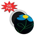 Whimsical Blue Flower Green Sexy 1.75  Magnets (100 pack) 