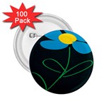 Whimsical Blue Flower Green Sexy 2.25  Buttons (100 pack) 