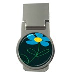 Whimsical Blue Flower Green Sexy Money Clips (Round) 