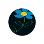 Whimsical Blue Flower Green Sexy Rubber Coaster (Round) 