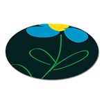 Whimsical Blue Flower Green Sexy Oval Magnet