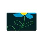 Whimsical Blue Flower Green Sexy Magnet (Name Card)