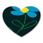 Whimsical Blue Flower Green Sexy Heart Mousepads