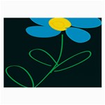 Whimsical Blue Flower Green Sexy Large Glasses Cloth (2-Side)