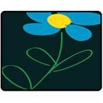 Whimsical Blue Flower Green Sexy Fleece Blanket (Medium) 