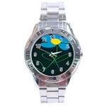 Whimsical Blue Flower Green Sexy Stainless Steel Analogue Watch