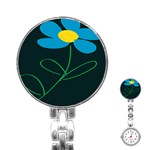 Whimsical Blue Flower Green Sexy Stainless Steel Nurses Watch