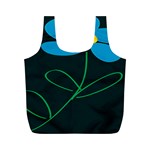 Whimsical Blue Flower Green Sexy Full Print Recycle Bags (M) 