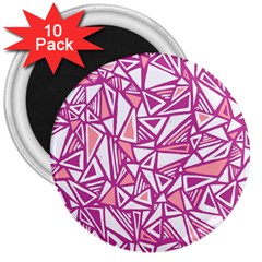Conversational Triangles Pink White 3  Magnets (10 Pack)  by Mariart