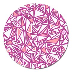 Conversational Triangles Pink White Magnet 5  (round) by Mariart