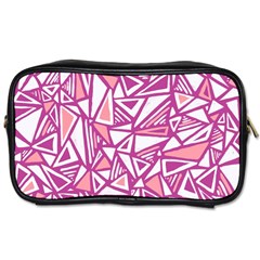 Conversational Triangles Pink White Toiletries Bags by Mariart