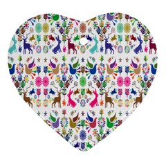 Birds Fish Flowers Floral Star Blue White Sexy Animals Beauty Rainbow Pink Purple Blue Green Orange Heart Ornament (two Sides) by Mariart