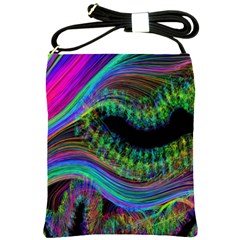 Aurora Wave Colorful Space Line Light Neon Visual Cortex Plate Shoulder Sling Bags by Mariart