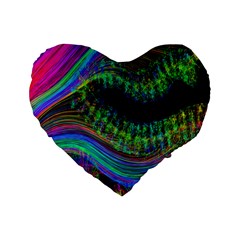 Aurora Wave Colorful Space Line Light Neon Visual Cortex Plate Standard 16  Premium Heart Shape Cushions by Mariart