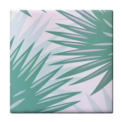 Graciela Detail Petticoat Palm Pink Green Gray Tile Coasters by Mariart