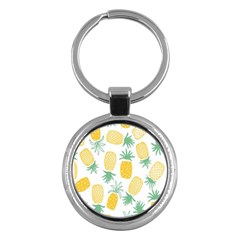 Pineapple Fruite Seamless Pattern Key Chains (round)  by Mariart