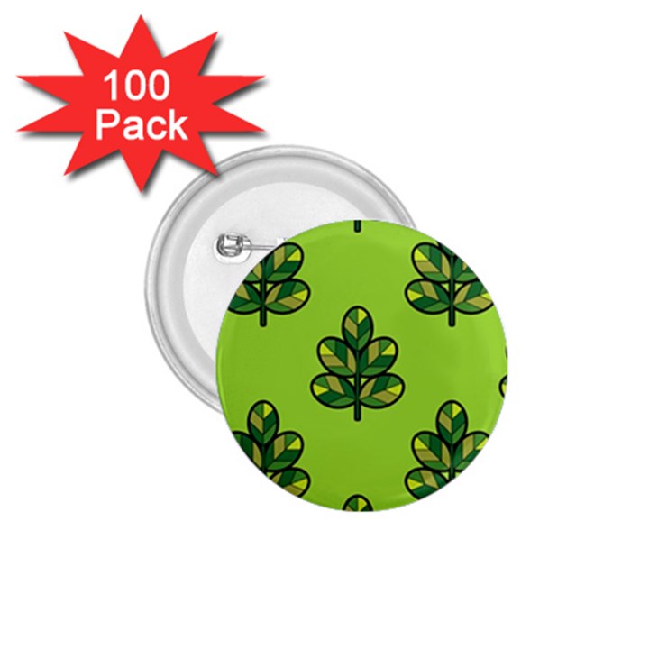 Seamless Background Green Leaves Black Outline 1.75  Buttons (100 pack) 