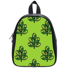 Seamless Background Green Leaves Black Outline School Bag (small) by Mariart