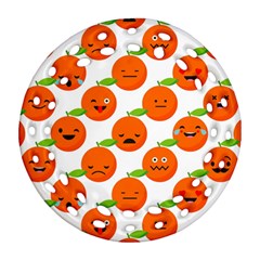 Seamless Background Orange Emotions Illustration Face Smile  Mask Fruits Round Filigree Ornament (two Sides) by Mariart