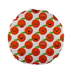 Seamless Background Orange Emotions Illustration Face Smile  Mask Fruits Standard 15  Premium Flano Round Cushions by Mariart