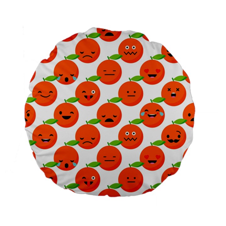 Seamless Background Orange Emotions Illustration Face Smile  Mask Fruits Standard 15  Premium Flano Round Cushions