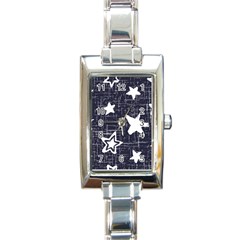 Star Space Line Blue Art Cute Kids Rectangle Italian Charm Watch by Mariart