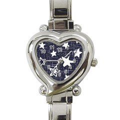 Star Space Line Blue Art Cute Kids Heart Italian Charm Watch by Mariart