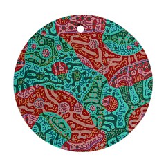 Recursive Coupled Turing Pattern Red Blue Round Ornament (two Sides) by Mariart