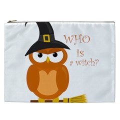 Halloween Orange Witch Owl Cosmetic Bag (xxl)  by Valentinaart