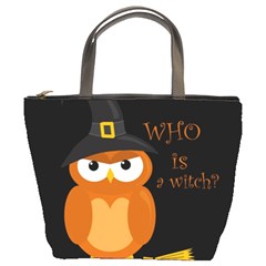 Halloween Orange Witch Owl Bucket Bags by Valentinaart