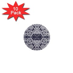 Blue White Lace Flower Floral Star 1  Mini Magnet (10 Pack) 