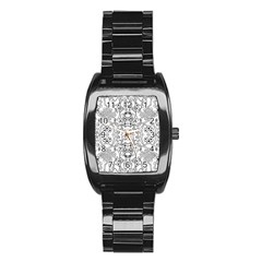 Black Psychedelic Pattern Stainless Steel Barrel Watch by Mariart