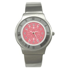 Flower Floral Leaf Pink Star Sunflower Stainless Steel Watch by Mariart