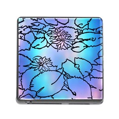 Lotus Flower Wall Purple Blue Memory Card Reader (square) by Mariart