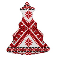 Model Traditional Draperie Line Red White Triangle Christmas Tree Ornament (two Sides) by Mariart