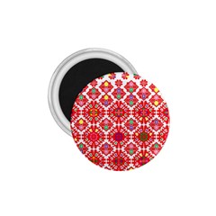 Plaid Red Star Flower Floral Fabric 1 75  Magnets by Mariart